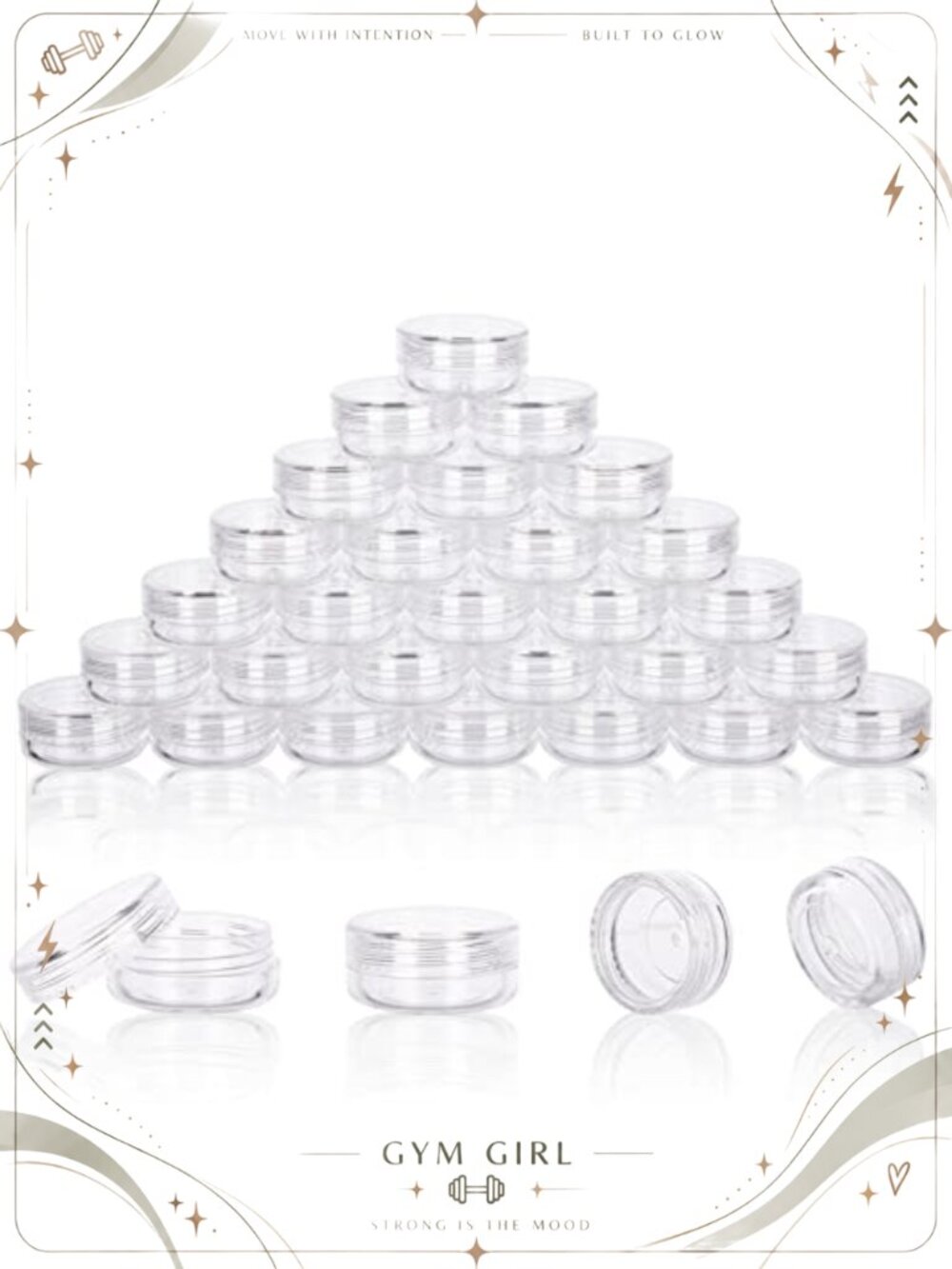 3 Gram Sample Containers with Lids 50 Count Clear Empty Lip Balm Mini Cosmetic